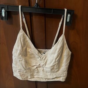 Abercrombie Beige Ruched Crop Top